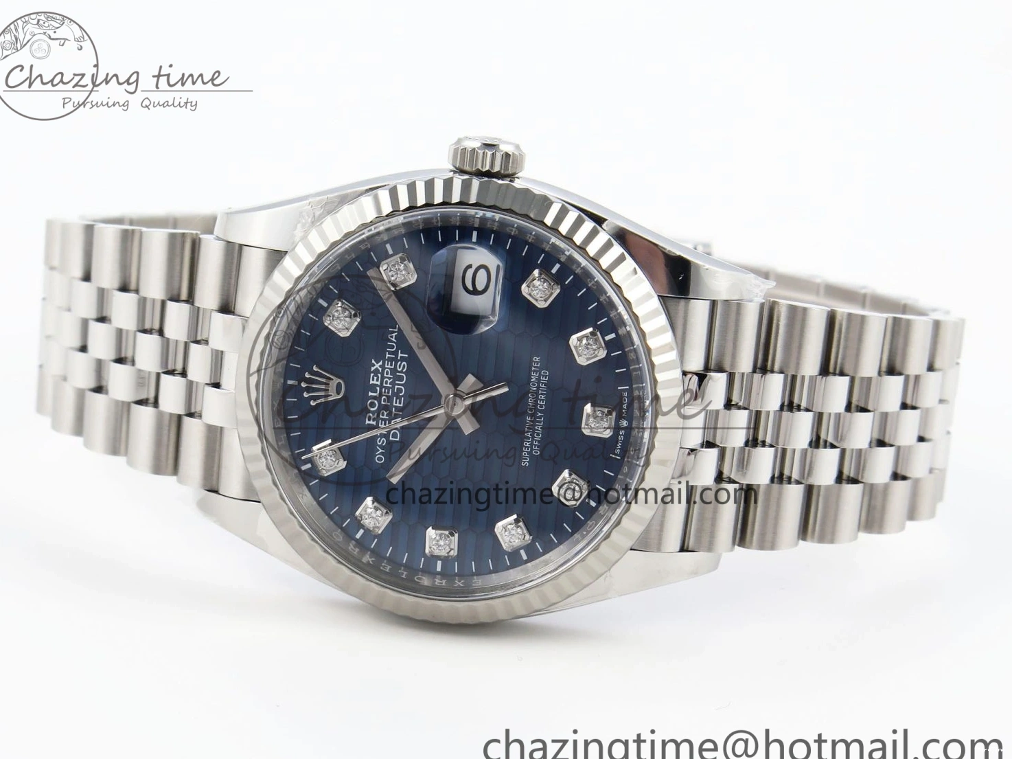 MiroTime 0424 FastDry DateJust 36 126234 Clean 1:1 Best Edition 904L Steel Blue Textured Diamonds Dial on Jubilee Bracelet VR 1967